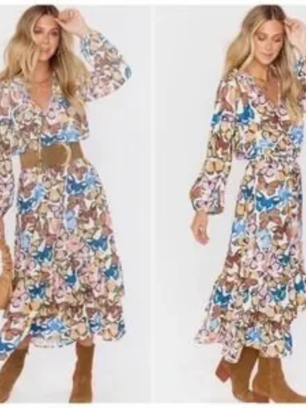 Show Me Your MuMu Multi-Color Butterfly Maxi Dress Size Small
